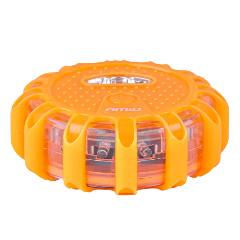 Magnetický výstražný puk AMIO 12+3 LED - oranžový