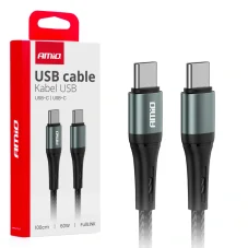 USB kabel USB-C / USB-C 60W 100cm opletený