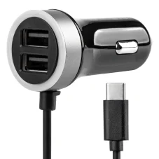 Nabíječka do auta 12/24V 2x USB-A + kabel s USB-C
