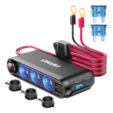 CL roztrojka s voltmetrem, 3x USB-A, 1x USB-C