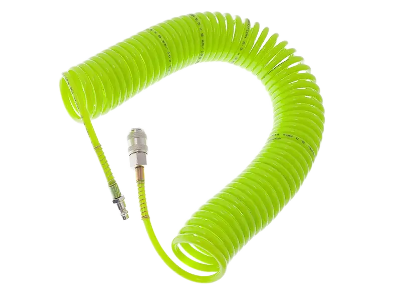 Vzduchová spirálová hadice PU 5,5mm 20bar + rychlospojky - 10m