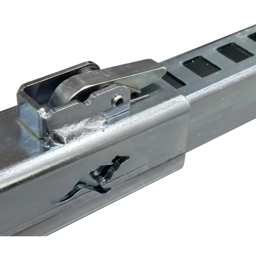 Nakládací vozík překlápěcí gumová kola 108mm (na trubku)  detail západky