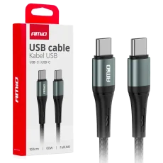 USB kabel USB-C / USB-C 60W 100cm opletený