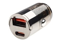 Nabíječka do auta miniaturní USB-A QC / USB-C PD; 30W ;12/24V