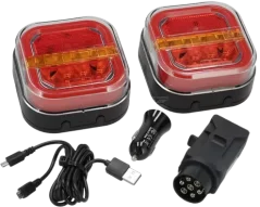 Bezdrátová zadní LED světla 12/24 V s magnetickým držákem, v kufříku