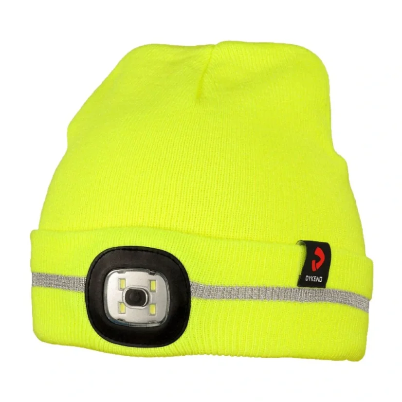 Zimní čepice ALAPOX s LED světlem - fluorescenční žlutá