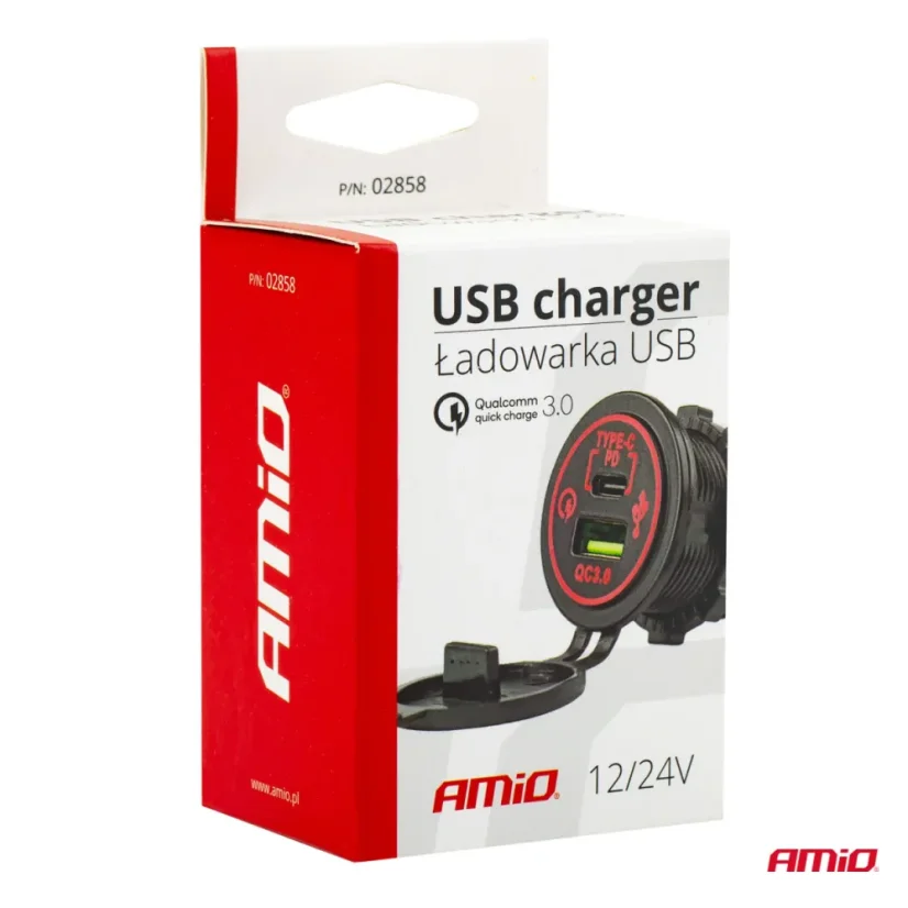 Nabíječka USB-A + USB-C 12/24V  vestavná
