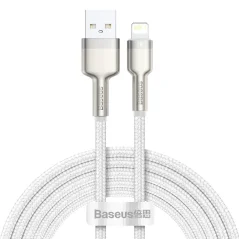 USB kabel Baseus USB-A / Lightning bílý 2,4A 2m opletený