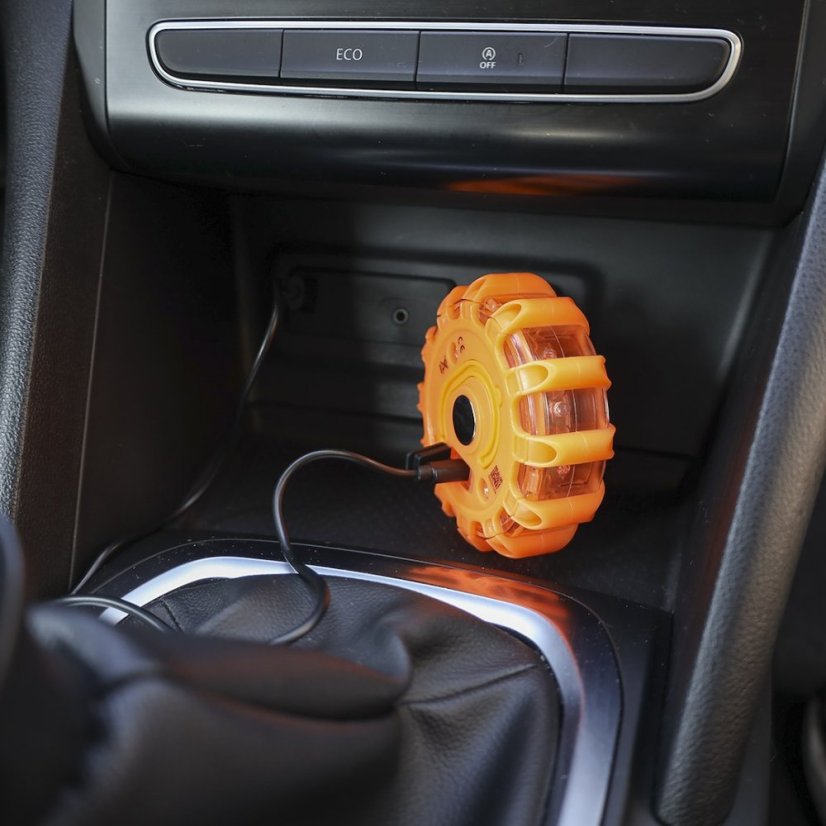 Magnetický výstražný puk 12+3 LED nabíjecí oranžový