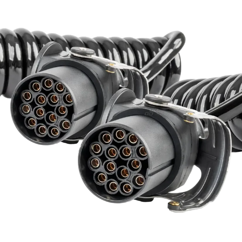 Spirálový kabel TIR 24V 2× 15PIN - 5m, detail konektoru