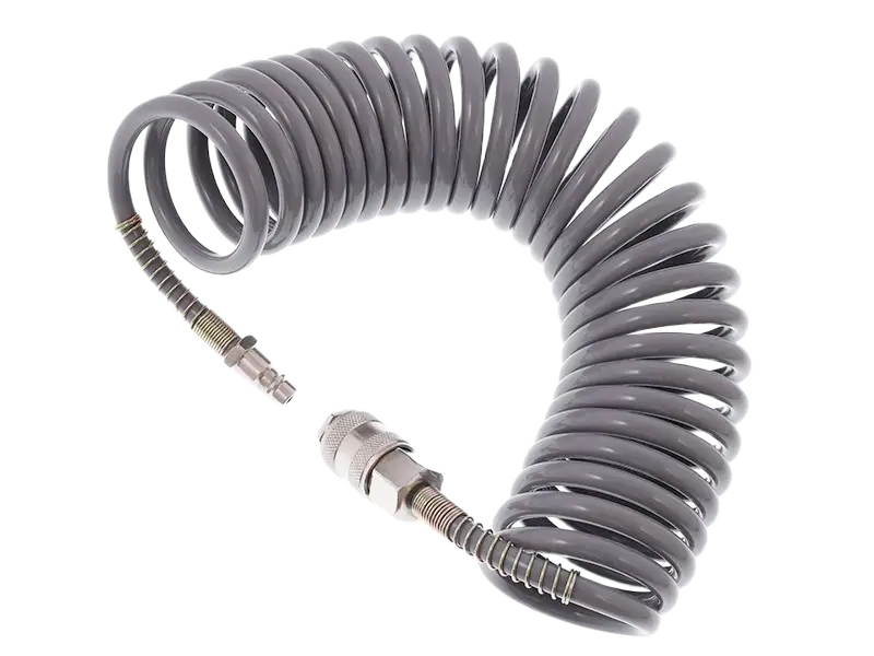 Vzduchová spirálová hadice PE 5,5mm 12bar + rychlospojky - 5m