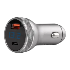 Nabíječka do auta s voltmetrem USB-C + USB-A 38W 12/24V
