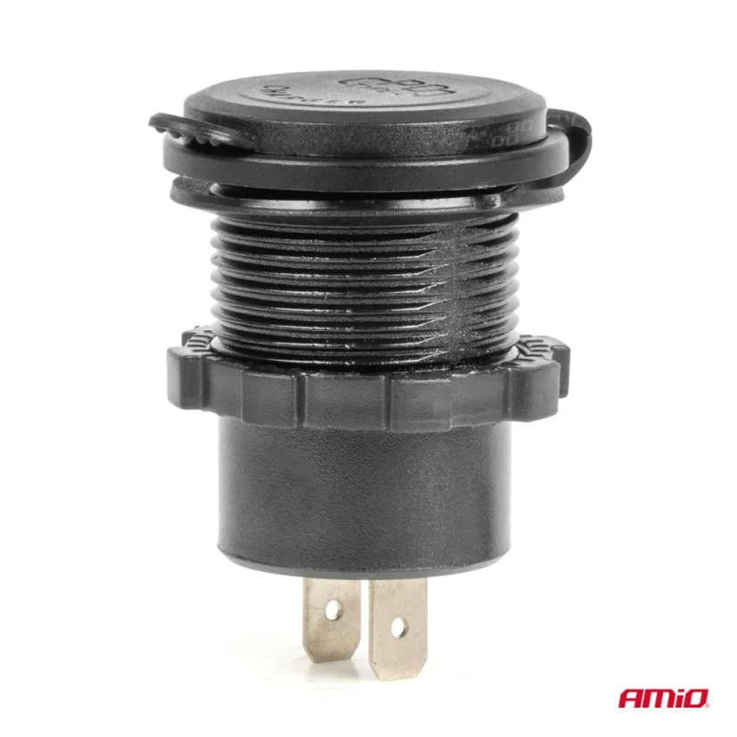 Nabíječka USB-A 2x USB-C QC3.0 12/24V vestavná - podsvícení červené