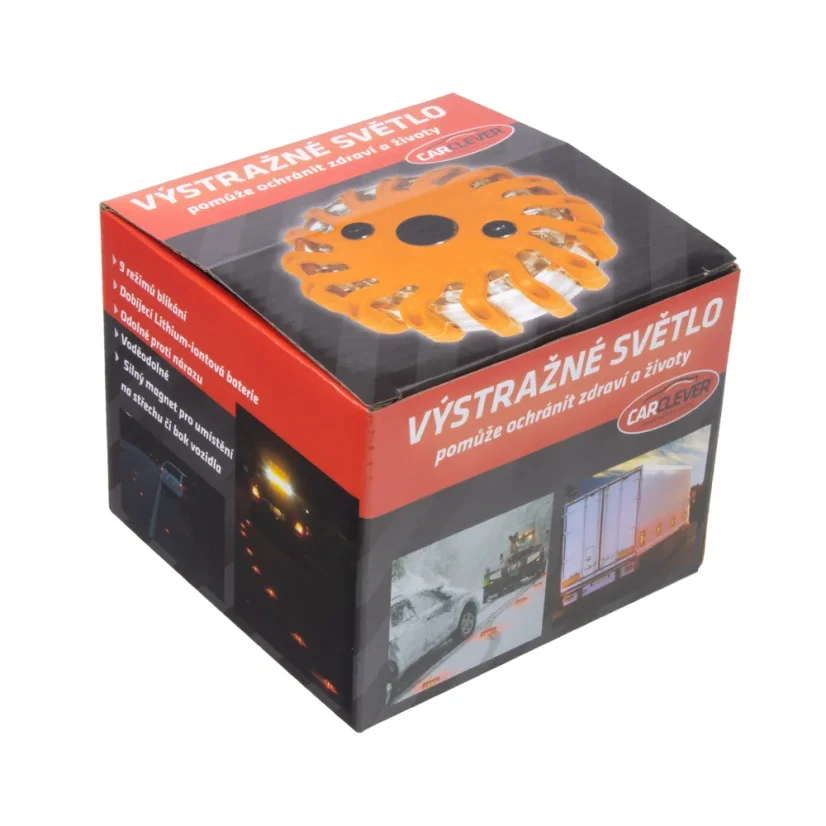 Magnetický výstražný puk 16 LED, nabíjecí červený