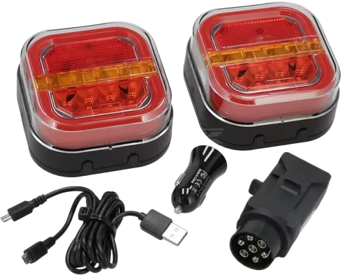 Bezdrátová zadní LED světla 12/24 V s magnetickým držákem, v kufříku