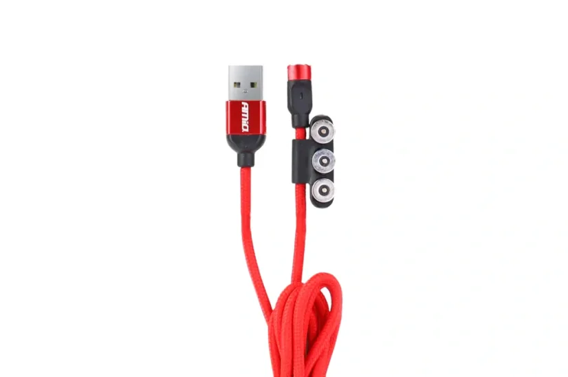 USB kabel se třemi magnetickými konci Lightning / USB-C / micro USB 1m