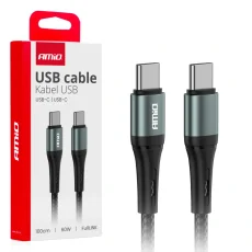 USB kabel USB-C / USB-C 60W 100cm opletený