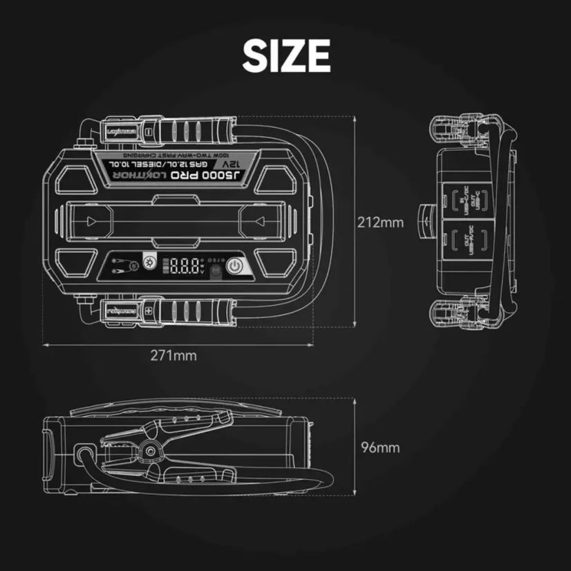 Startovací zdroj Lokithor J5000 PRO (12V, 5000A) LiFePO4