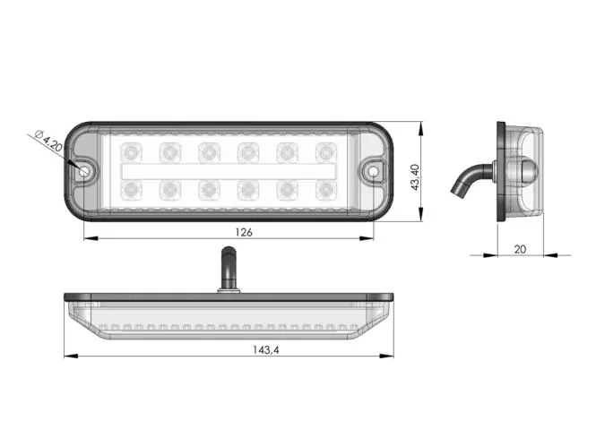 Zadní sdružené LED světlo Proplast PRO-TWIN-CAN - černé