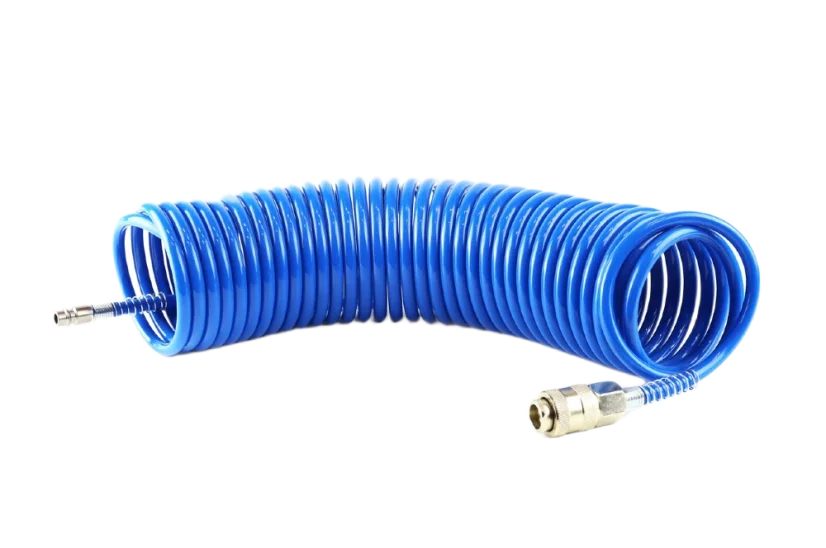 Spirálová hadice na vzduch PE 5mm 10bar + rychlospojky - 10 m