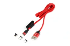 USB kabel se třemi magnetickými konci Lightning / USB-C / micro USB 1m