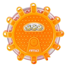 Magnetický výstražný puk AMiO 12+3 LED - oranžový Magnetický výstražný puk AMiO 12+3 LED - oranžový