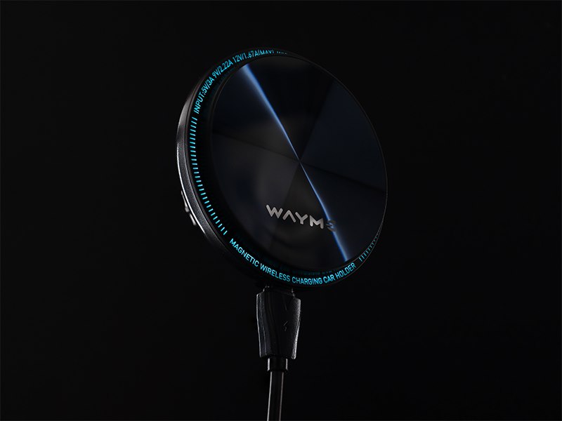 Magnetický držák telefonu do mřížky ventilace s indukčním nabíjením - sada s USB-C kabelem a kroužkem