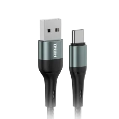 Odolný nabíjecí kabel USB-A na USB-C s černým textilním opletem AMIO 3A