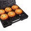 Magnetický výstražný puk 16 LED nabíjecí oranžový, sada 6ks v dobíjecím kufříku