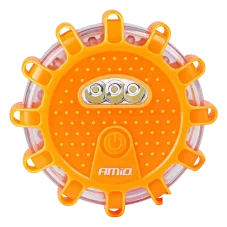 Magnetický výstražný puk AMiO 12+3 LED - oranžový