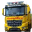 Střešní rám Metec Mercedes-Benz Arocs 2014 - 5 pozic + 4x LED obrys - ukázka instalace Střešní rám Metec Mercedes-Benz Arocs 2014 - 5 pozic + 4x LED obrys - ukázka instalace