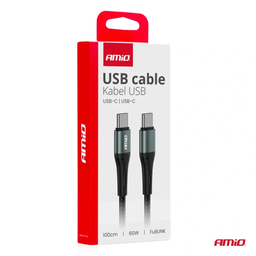 USB kabel USB-C / USB-C 60W 100cm opletený