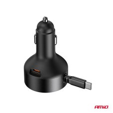 Nabíječka do auta USB-C 60W s navíjením kabelu, 12/24 V