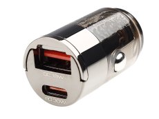 Nabíječka do auta miniaturní USB-A QC / USB-C PD; 30W ;12/24V
