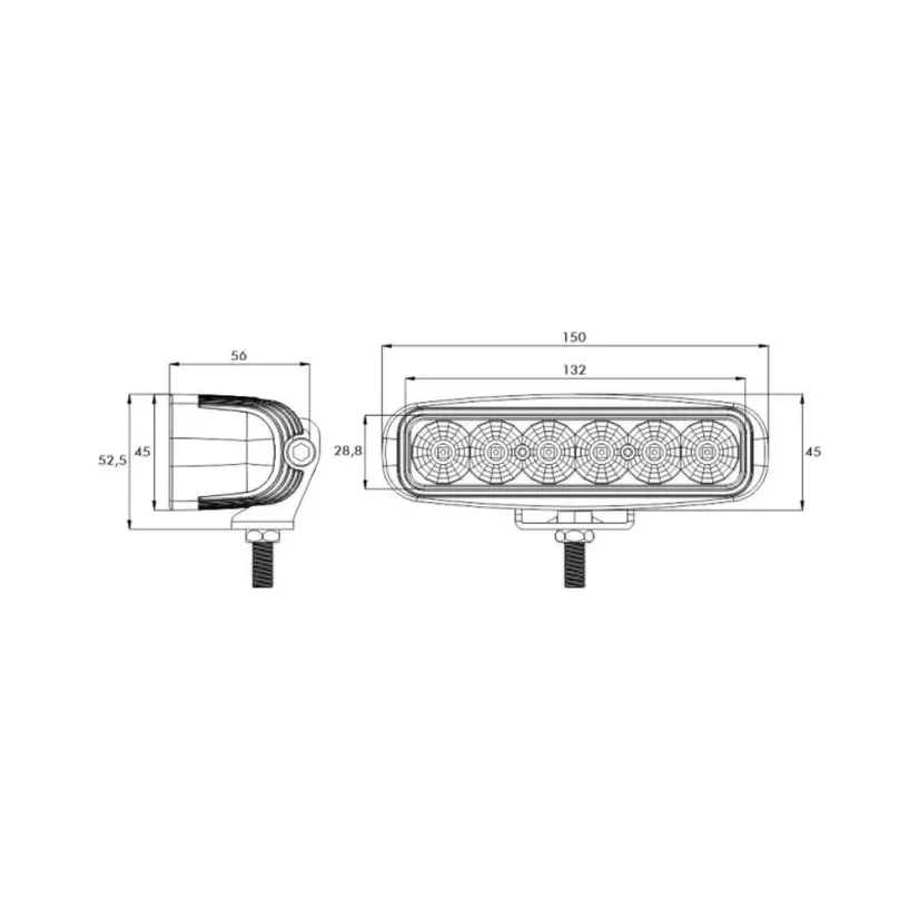 LED zpětný světlomet Proplast PRO-REVERSE II kabel 0,5m – pohled 3