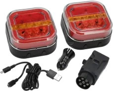 Bezdrátová zadní LED světla 12/24 V s magnetickým držákem, v kufříku