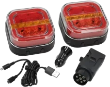 Bezdrátová zadní LED světla 12/24 V s magnetickým držákem, v kufříku