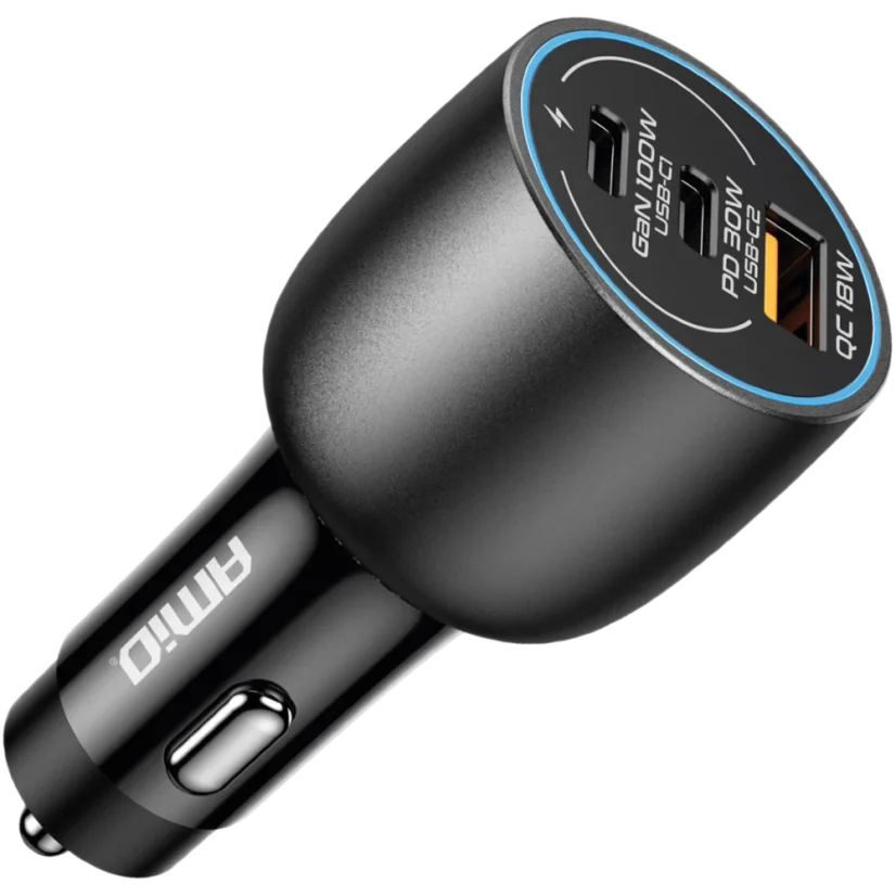 Nabíječka do auta 2x USB-C + USB-A 100W 12/24V
