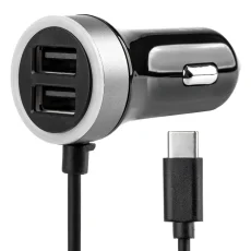 Nabíječka do auta 12/24V 2x USB-A + kabel s USB-C