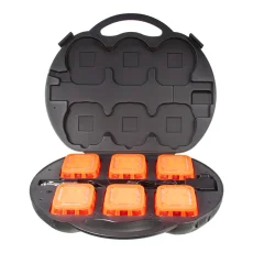 Inteligentní magnetický výstražný puk 16 LED nabíjecí oranžový, sada 6ks v dobíjecím kufříku