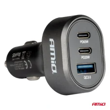 Nabíječka do auta USB-A QC3.0, 2x USB-C PD65W a PD20W 12/24V