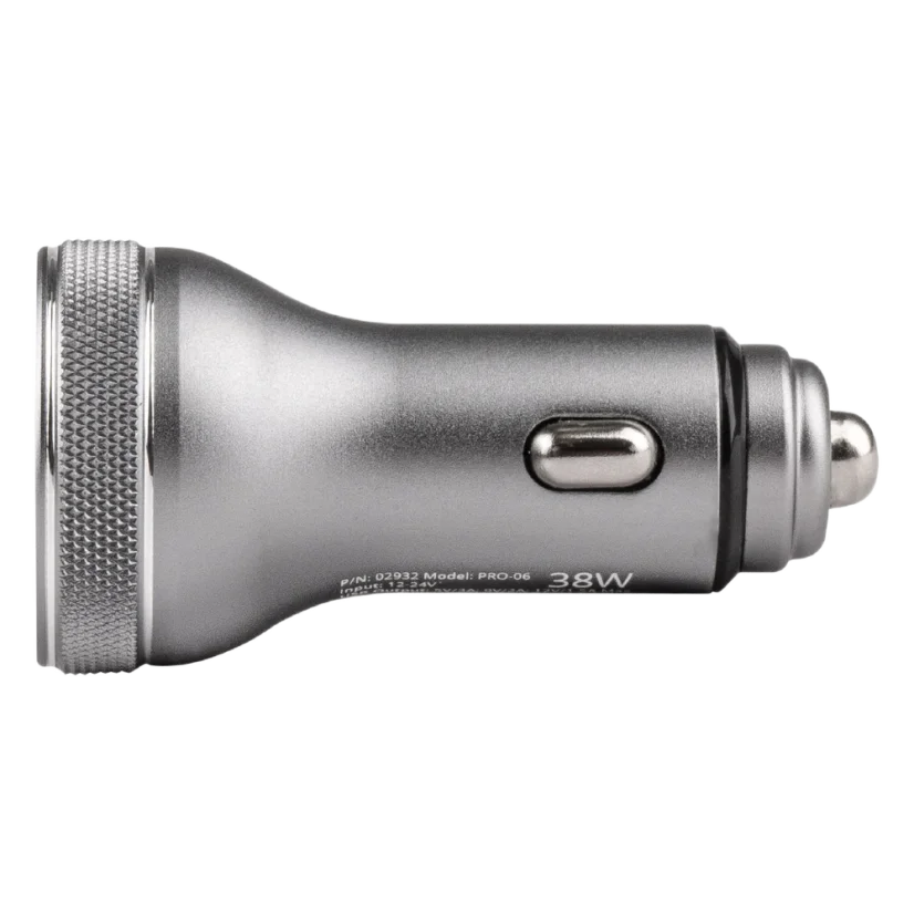 Nabíječka do auta s voltmetrem USB-C + USB-A 38W 12/24V
