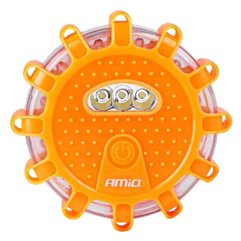 Magnetický výstražný puk AMIO 12+3 LED - oranžový