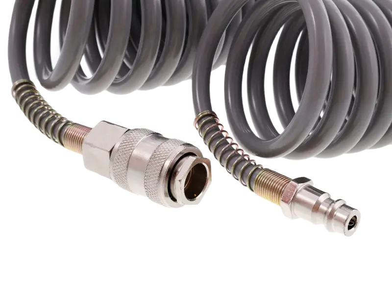 Spirálová hadice na vzduch PE 5,5mm 12bar + rychlospojky - 15m