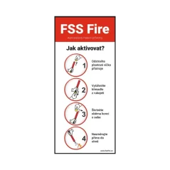 Samolepka s návodem k použití pro hasicí přístroje FSS – 4 kroky aktivace