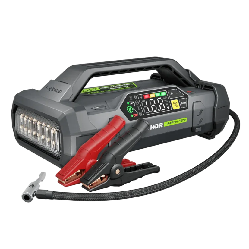 Startovací zdroj  Lokithor JA3000 PRO 12V 3000A LiFePO₄ kompresor