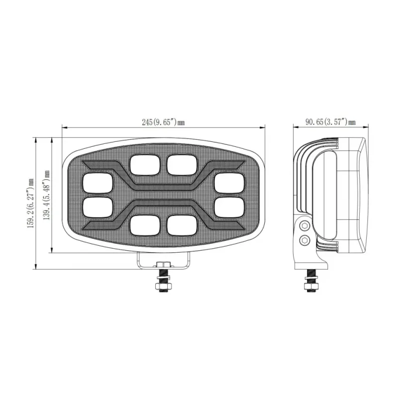 Dálkový světlomet Truck LED X SPIDER 12V/24V - rozměry