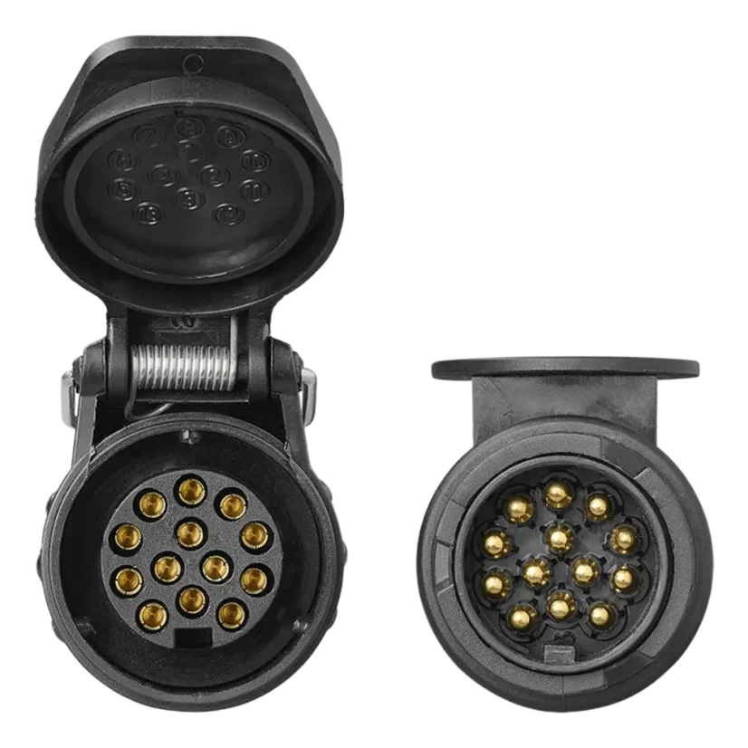 Spirálový kabel 13PIN 12V zástrčka+zásuvka, detail koncovek