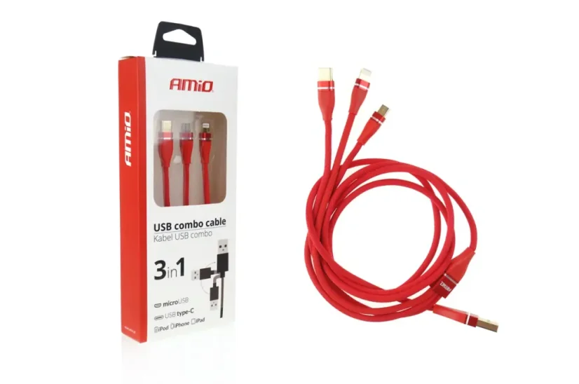 USB kabel USB-A / USB-C + micro-USB + Lightning 1.2m