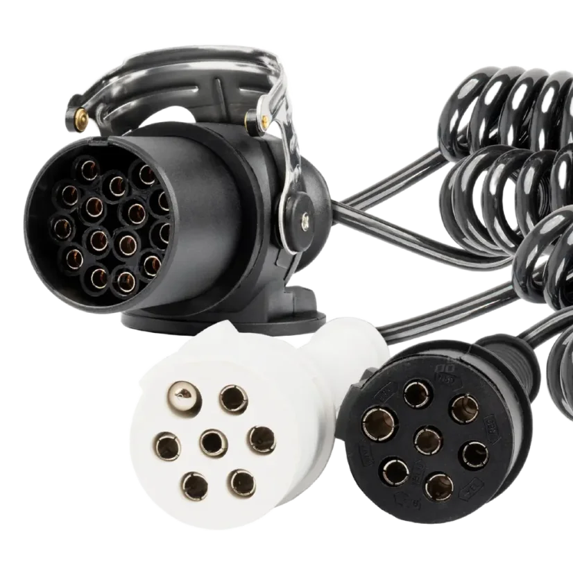 Spirálový kabel TIR 24 V 15 PIN / 2× 7 PIN N+S - 5m, detail